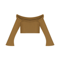 W.A.O - Women's Off-the-Shoulder Bell Sleeve Crop T-Shirt