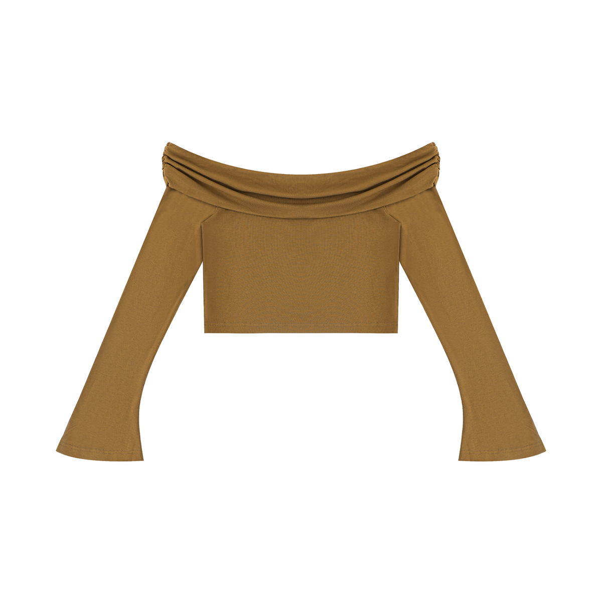 W.A.O - Women's Off-the-Shoulder Bell Sleeve Crop T-Shirt