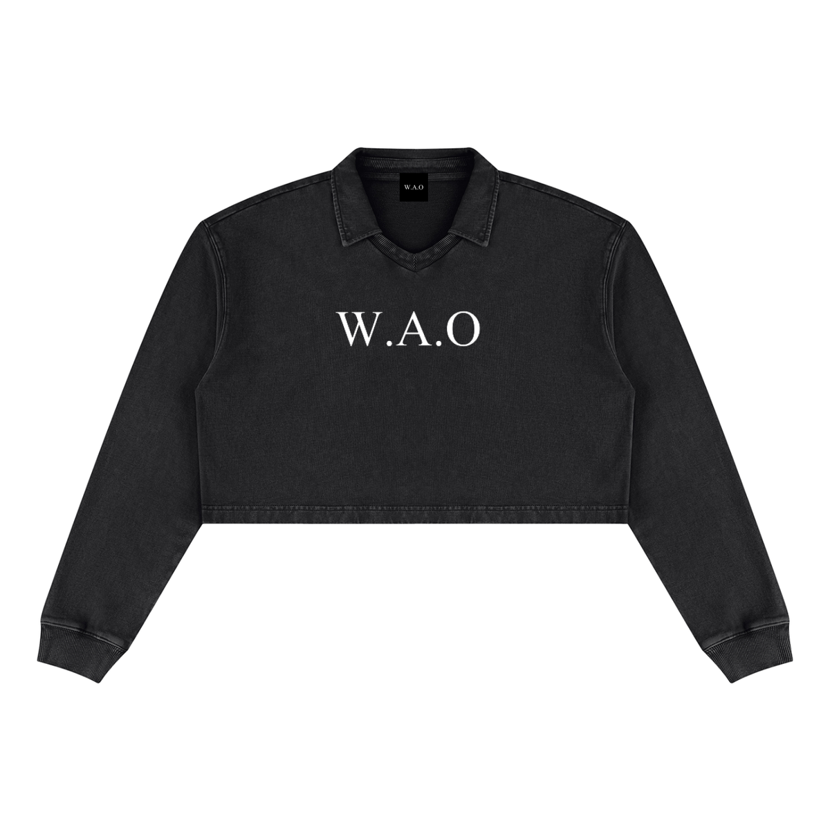 W.A.O - Women’s Vintage Wash Crop Sweatshirt Set Top