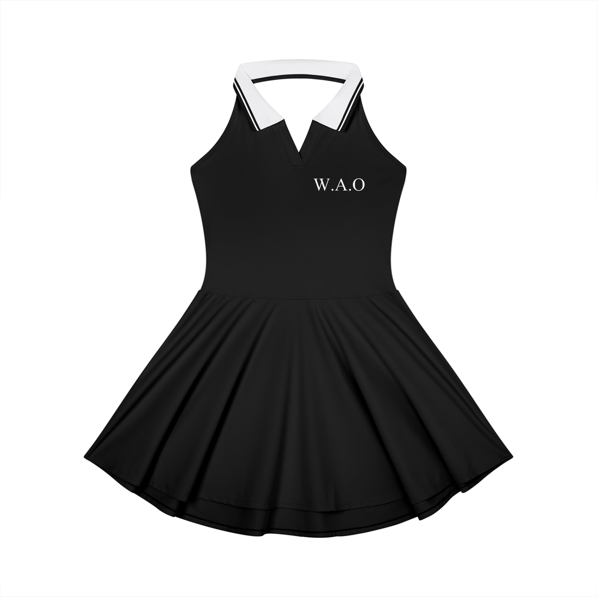 W.A.O - Women's Collared Halter A-Line Tennis Dress