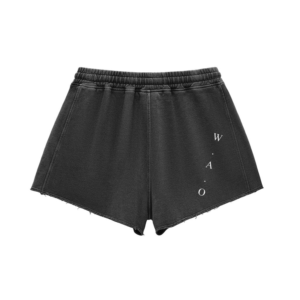W.A.O - Women's Snow Washed Raw Edge Drawstring Shorts