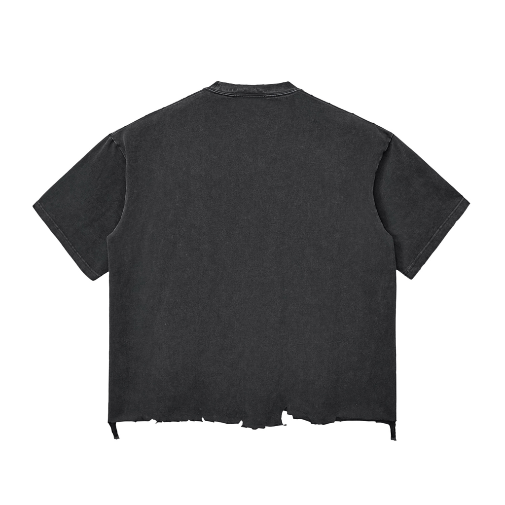 W.A.O - "Reap What You Sow" Snow Wash Raw-Hem Boxy T-shirt