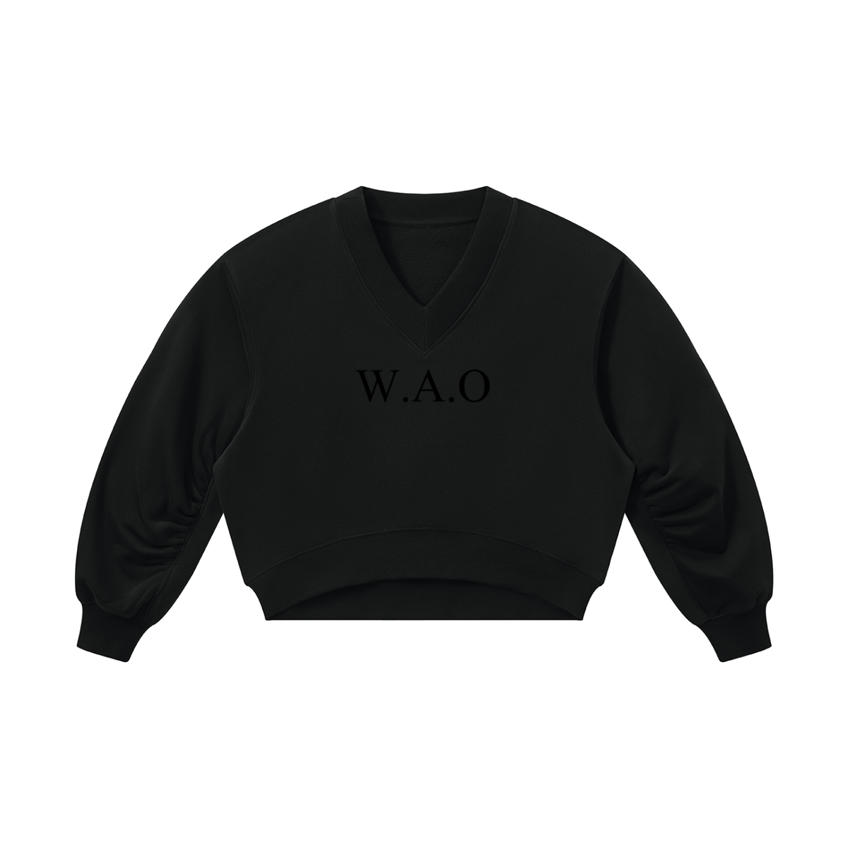 W.A.O - Women’s Crop V-Neck Sweatshirt Set Top