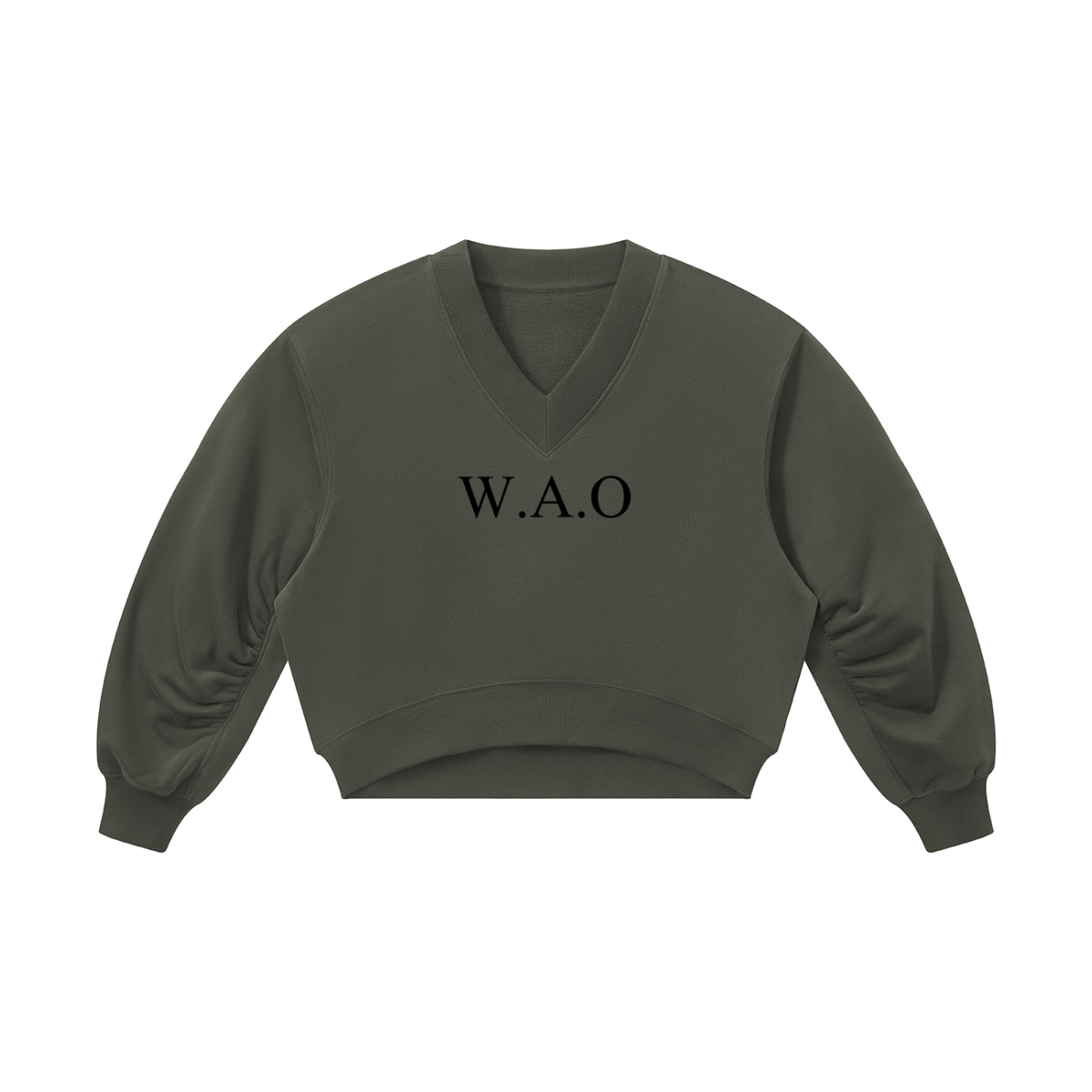 W.A.O - Women’s Crop V-Neck Sweatshirt Set Top