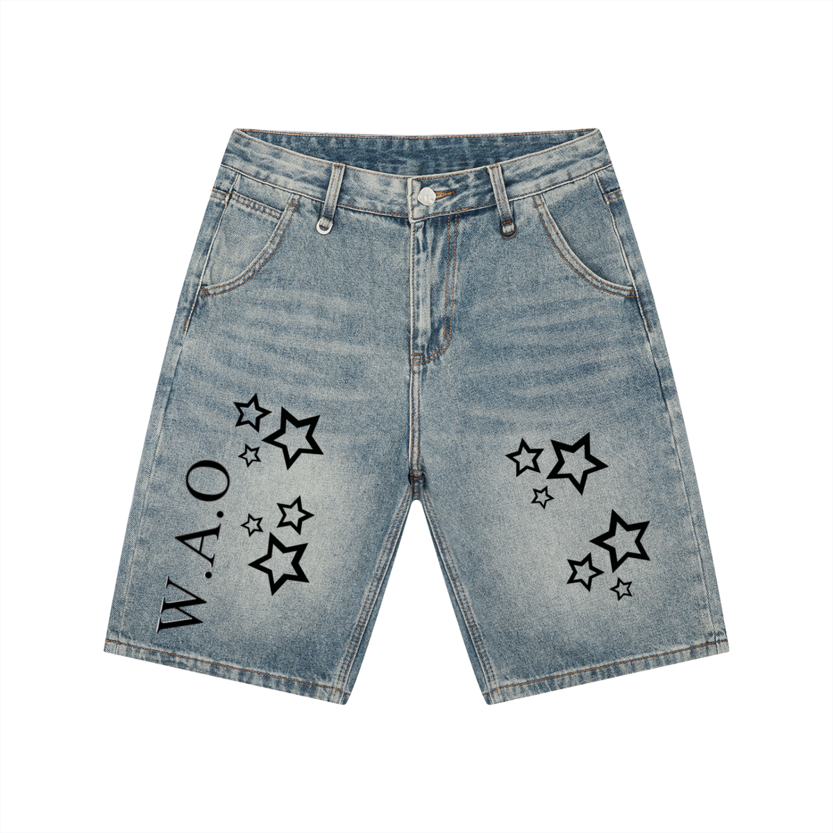 W.A.O - Me Vs Me Men's Vintage Wash Denim Shorts