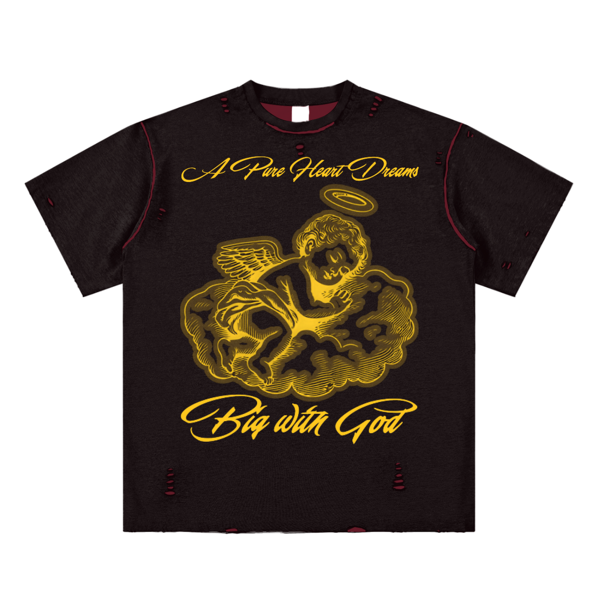 W.A.O - "The Pure Heart" Hand-frayed Reversible T-shirt