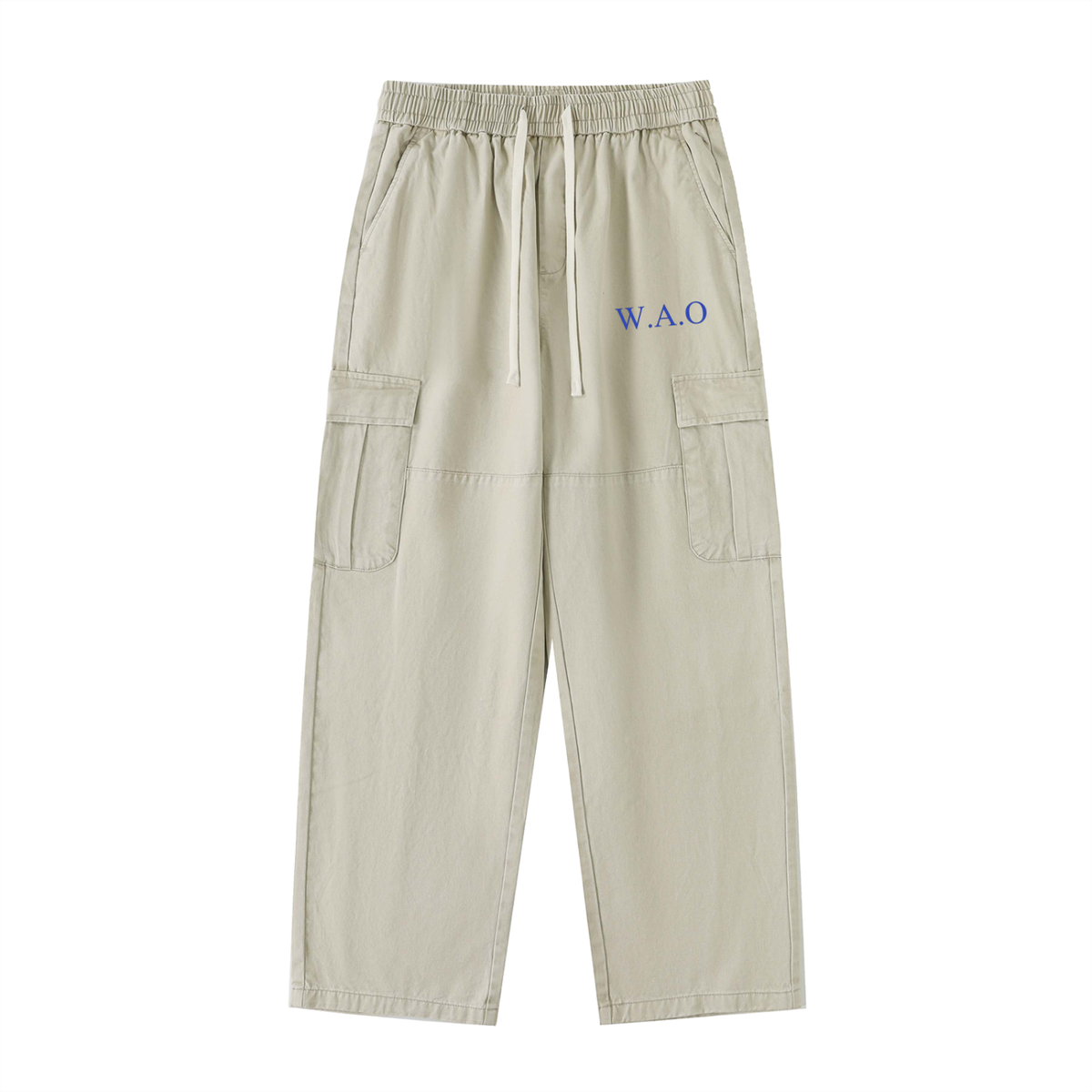 W.A.O - "FAITH" Drawstring Waist Straight-Leg Cargo Pants