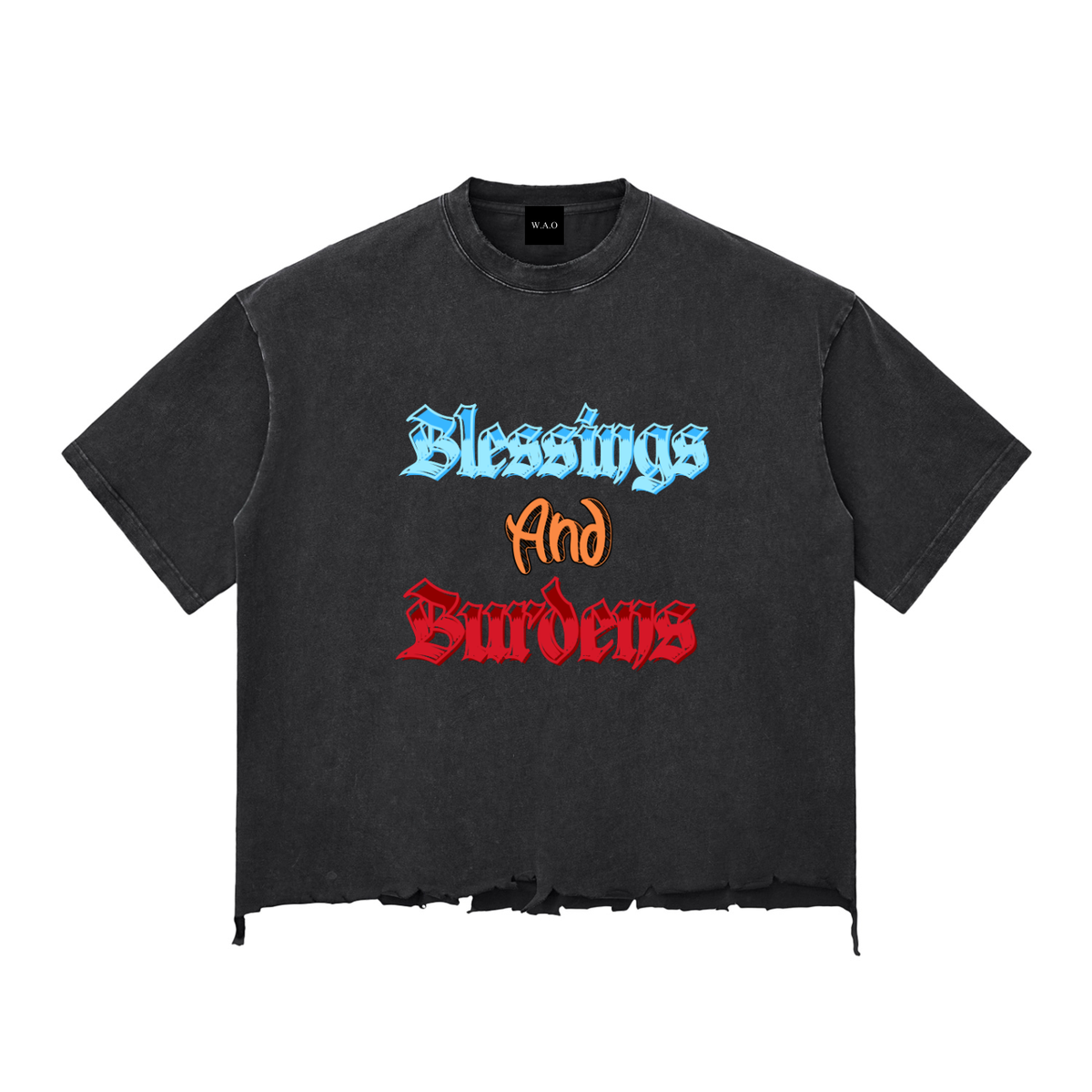 W.A.O - "Reap What You Sow" Snow Wash Raw-Hem Boxy T-shirt