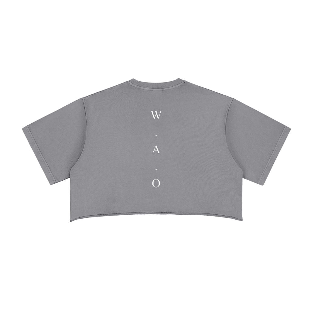 W.A.O - Women's Snow Washed Raw Edge Crop Top