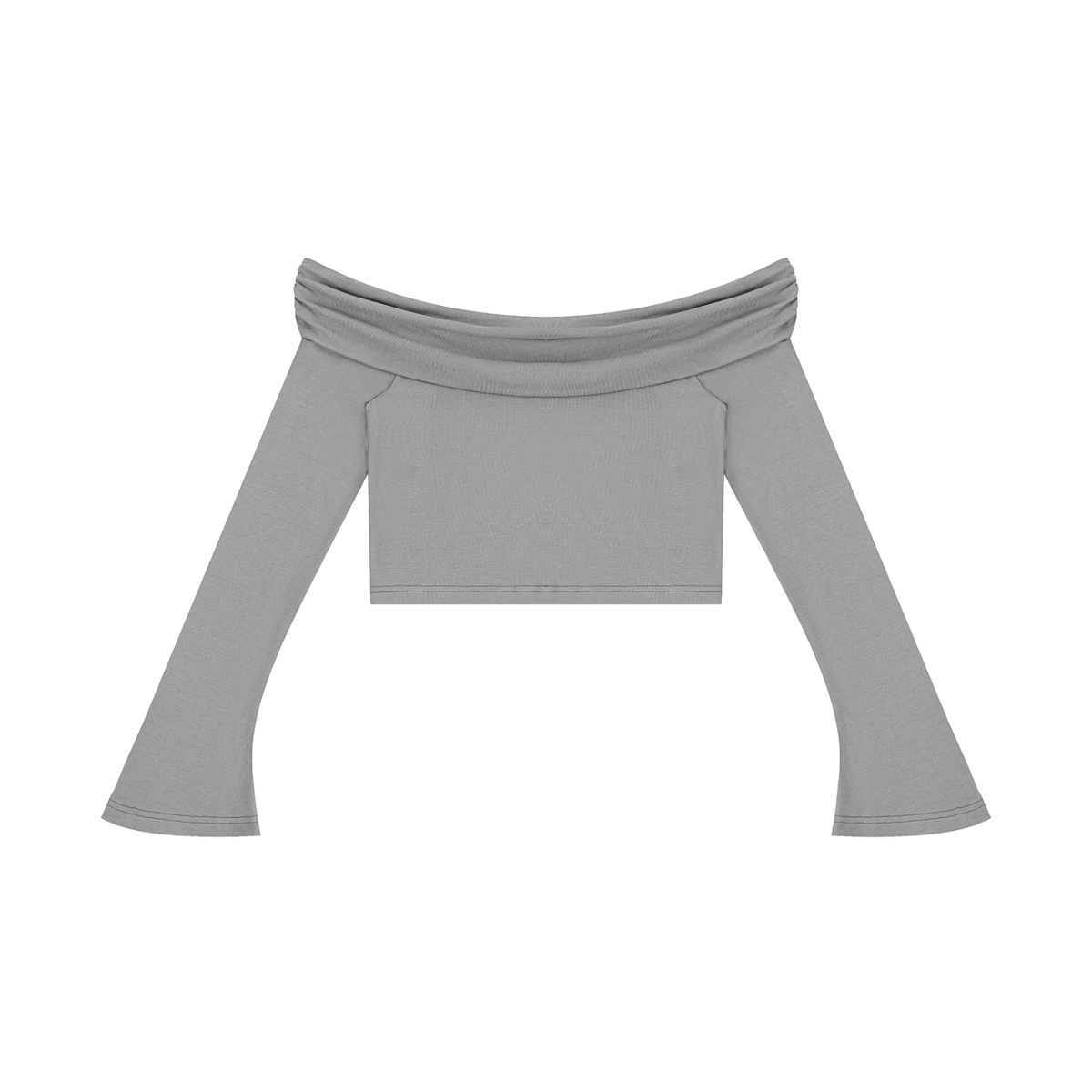 W.A.O - Women's Off-the-Shoulder Bell Sleeve Crop T-Shirt