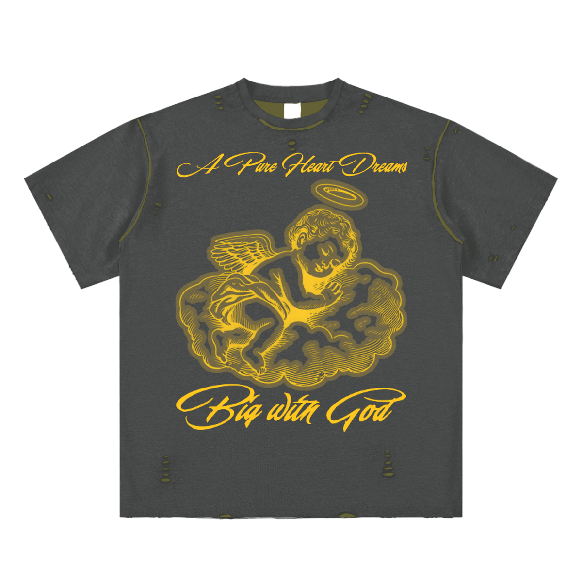 W.A.O - "The Pure Heart" Hand-frayed Reversible T-shirt